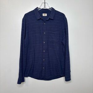 Marine Layer Striped Button Down Shirt Blue L Mens Large Long Sleeve